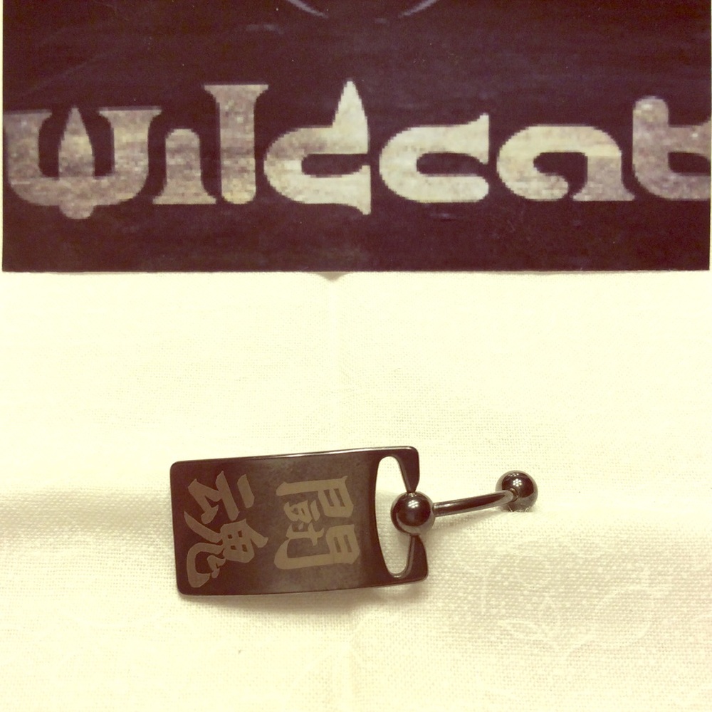 Wildcat Black Line Chinese Script Belly Piercing